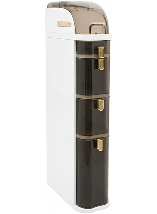 Spaceshoop Slim Multilayer Bathroom Storage Cabinet Narrow Gap Organizer with Transparent Drawers and Gold Tone Handles for Toilet and Kitchen and Laundry Room Large - Image 1